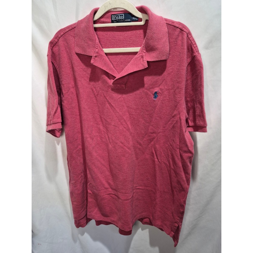 Polo Ralph Lauren Mens XL Custom Fit Short Sleeve Pique Polo Shirt Red Pink Pony